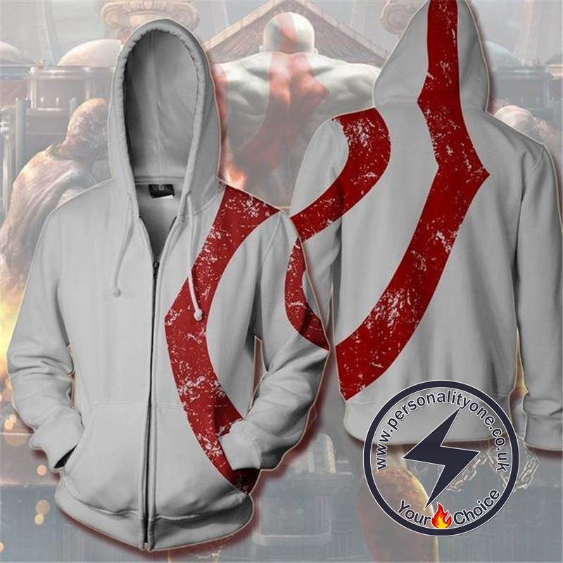 God of War Kratos Zip Up Hoodie WHITE Jacket